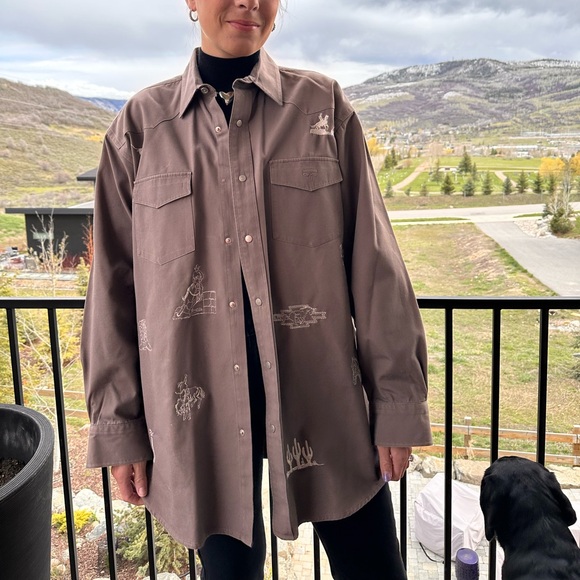 Lucchese Other - Lucchese vintage oversized western shirt size large with silver embroidery